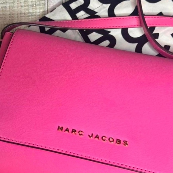 Marc Jacobs Medium Commuter Leather Designer Pink Gold Crossbody Flap Bag Purse - Picture 5 of 17